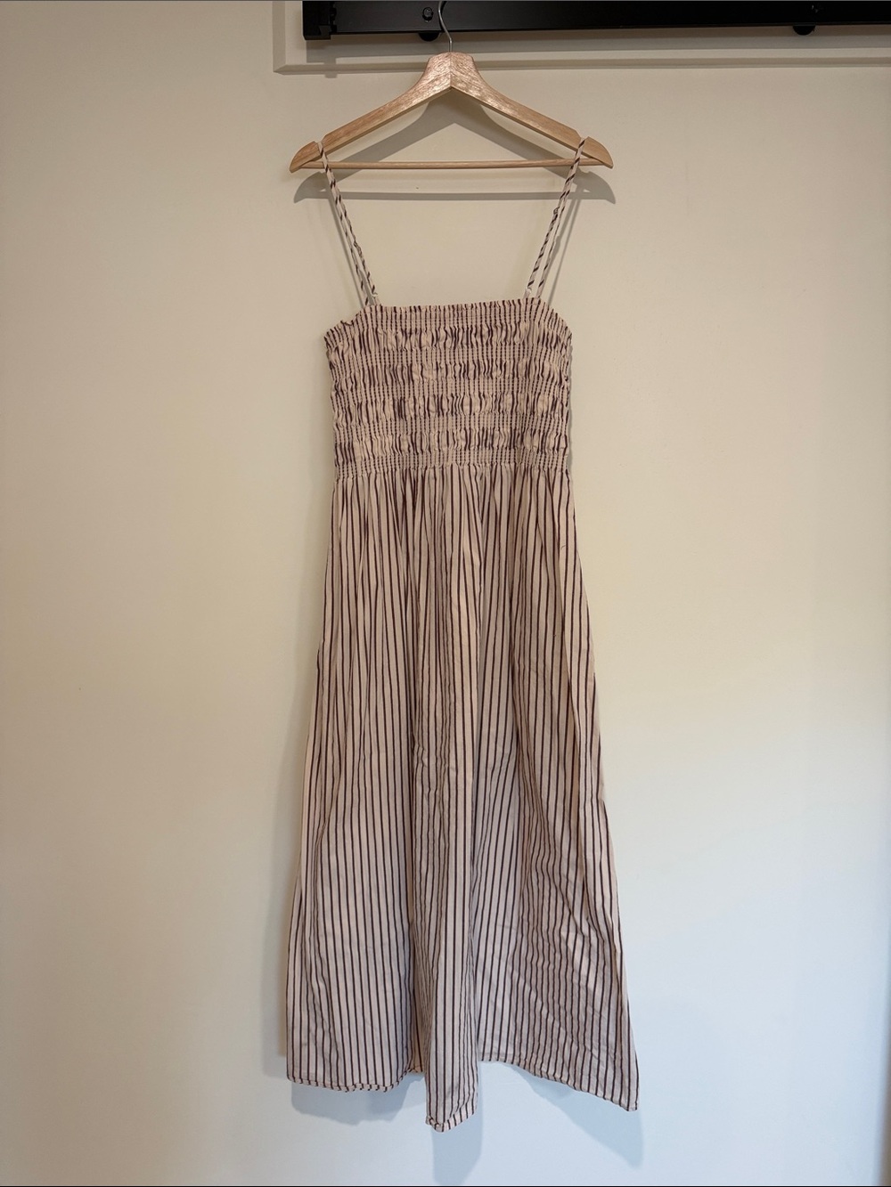 Pistols Cream and Brown Striped Maxi Dress